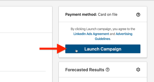 example linkedin ad campaign highlighted launch campaign button