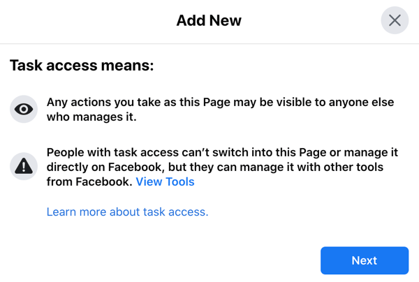 facebook page task access 600