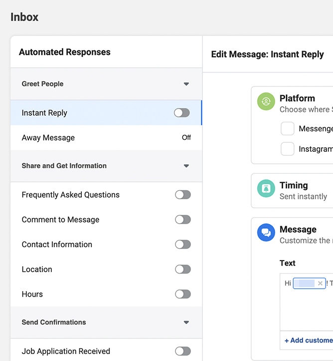 set up Meta Business Suite automated responses