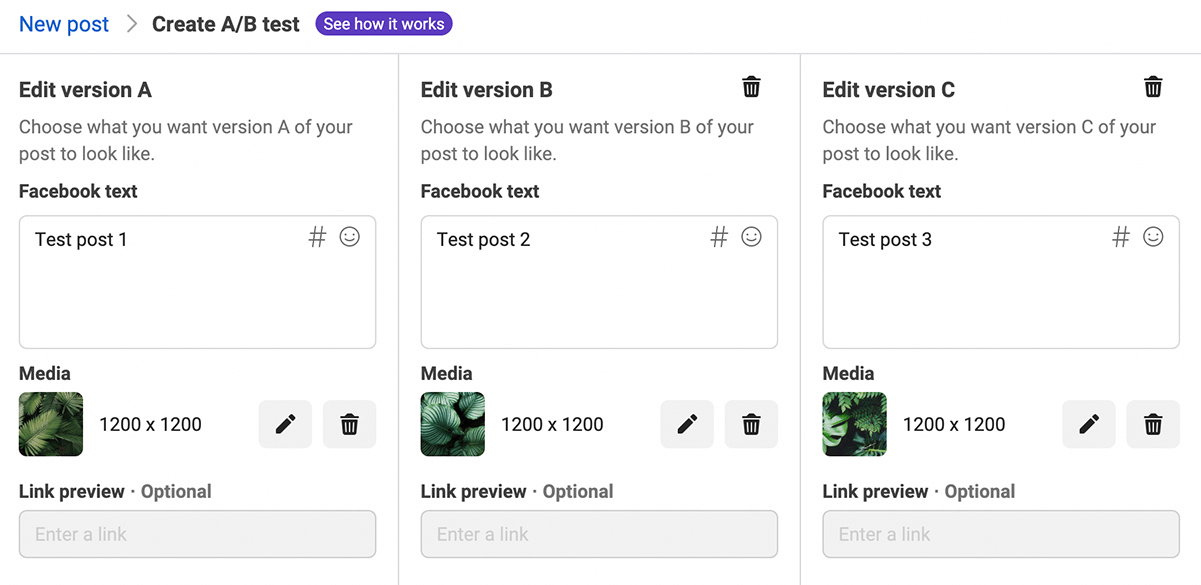 create A/B test in Meta Business Suite Step 3