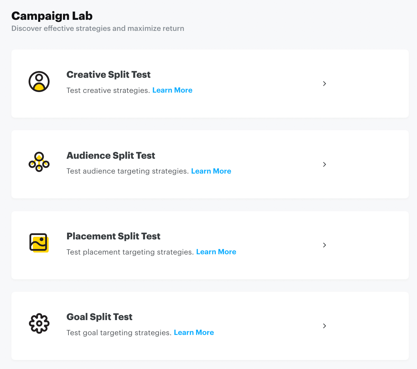 set up Snap split test via Campaign Lab Step 1