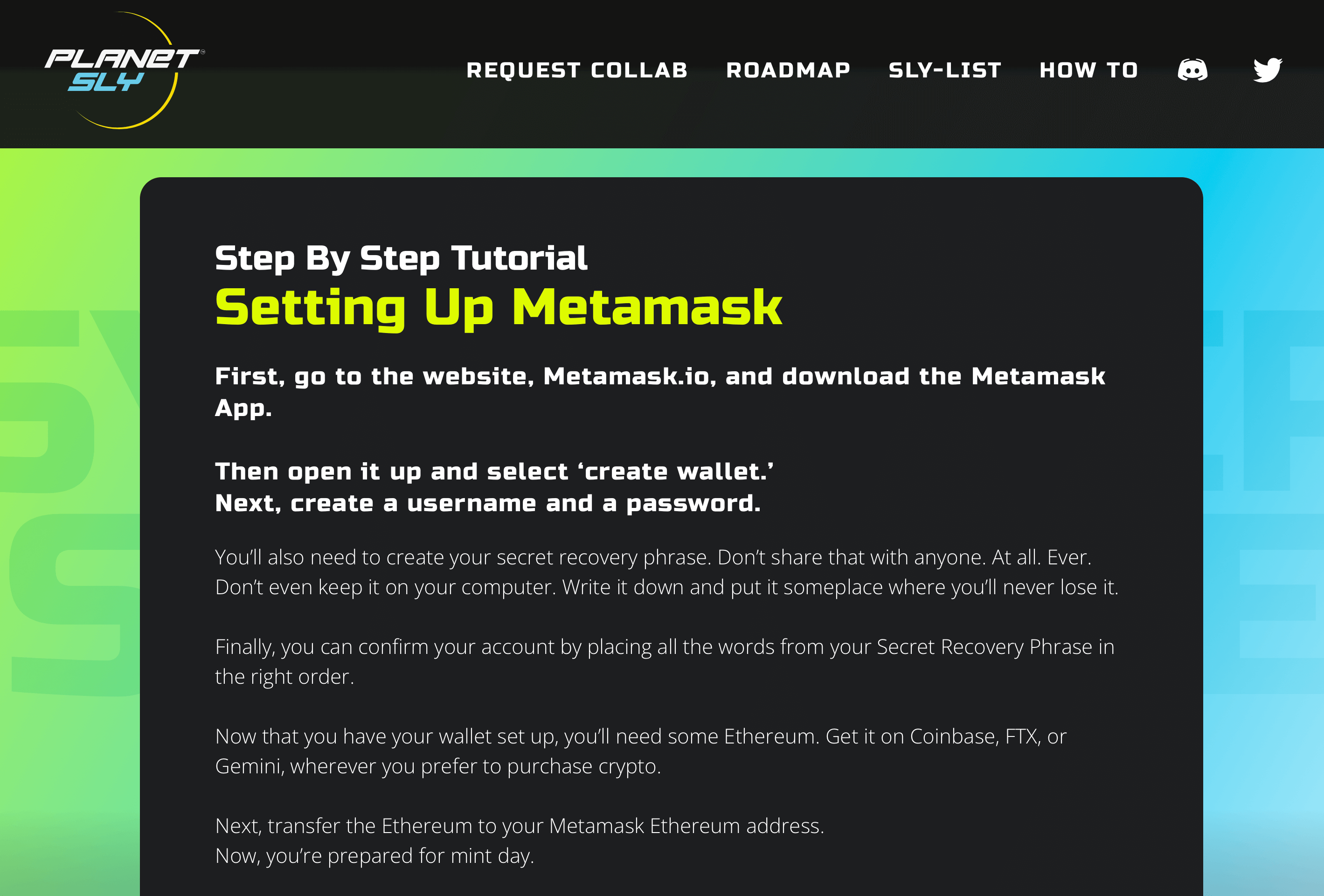 image of Metamask tutorial on PlanetSLY website