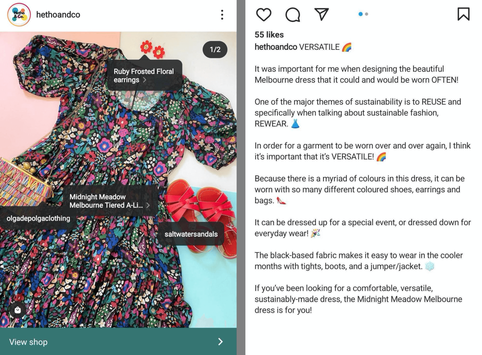 image of Instagram shoppable post