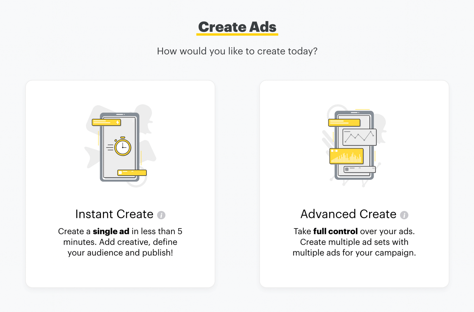 set up Snapchat ads via Instant Create or Advanced Create