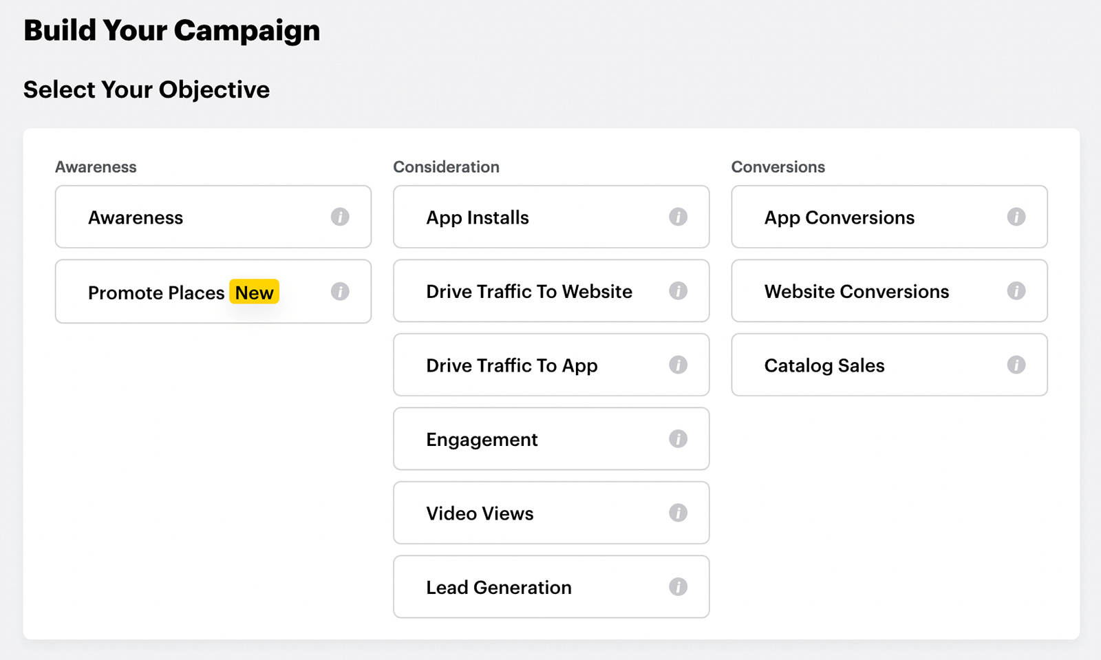 select objective for Snapchat Instant Create campaign