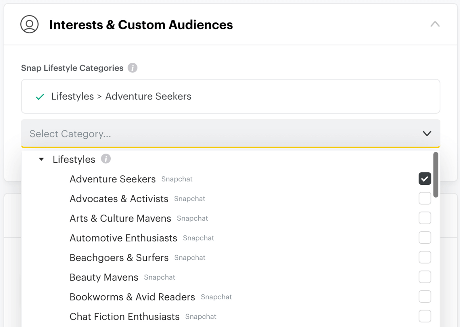 set up Snapchat ad targeting parameters