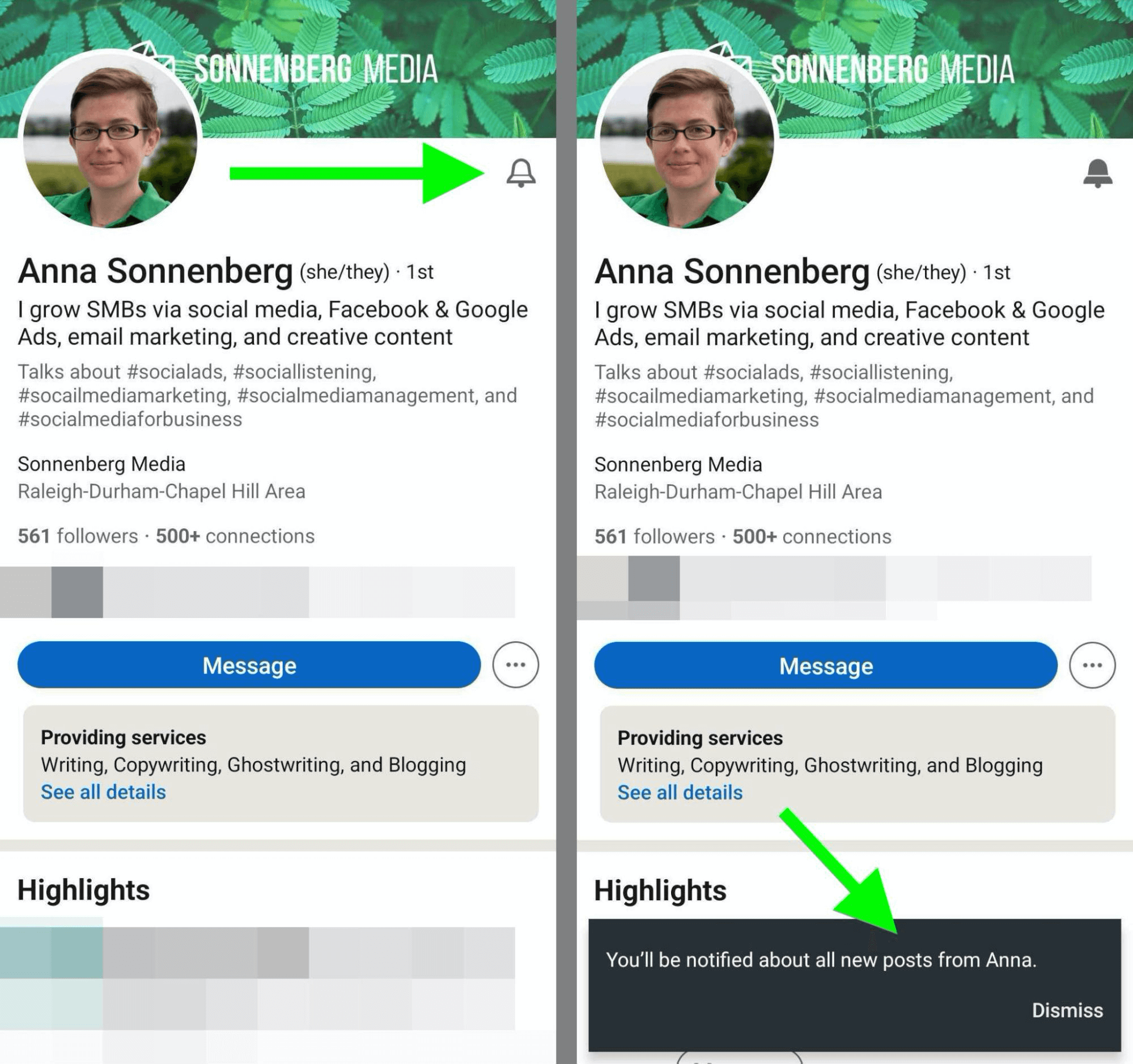 image of LinkedIn content alert for Creator mode