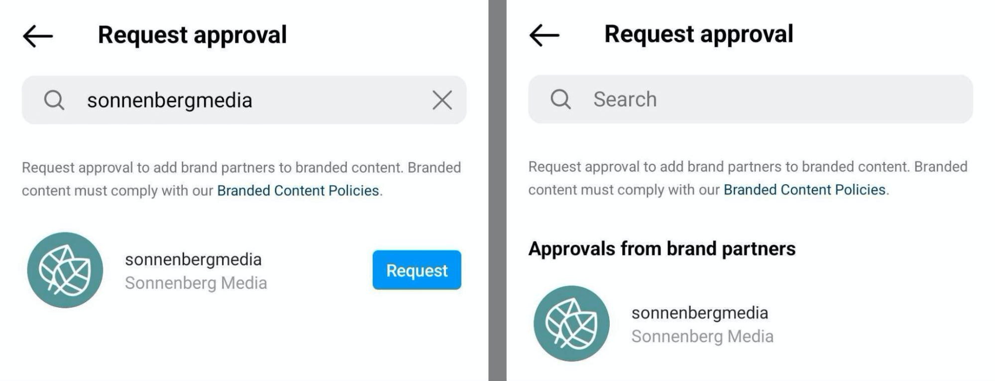 image of process for requesting approval for brand partners on Instagram