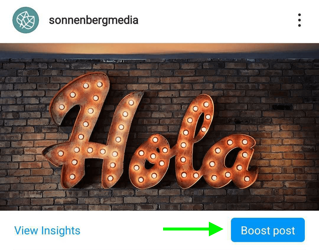 image of Boost Post option on Instagram post