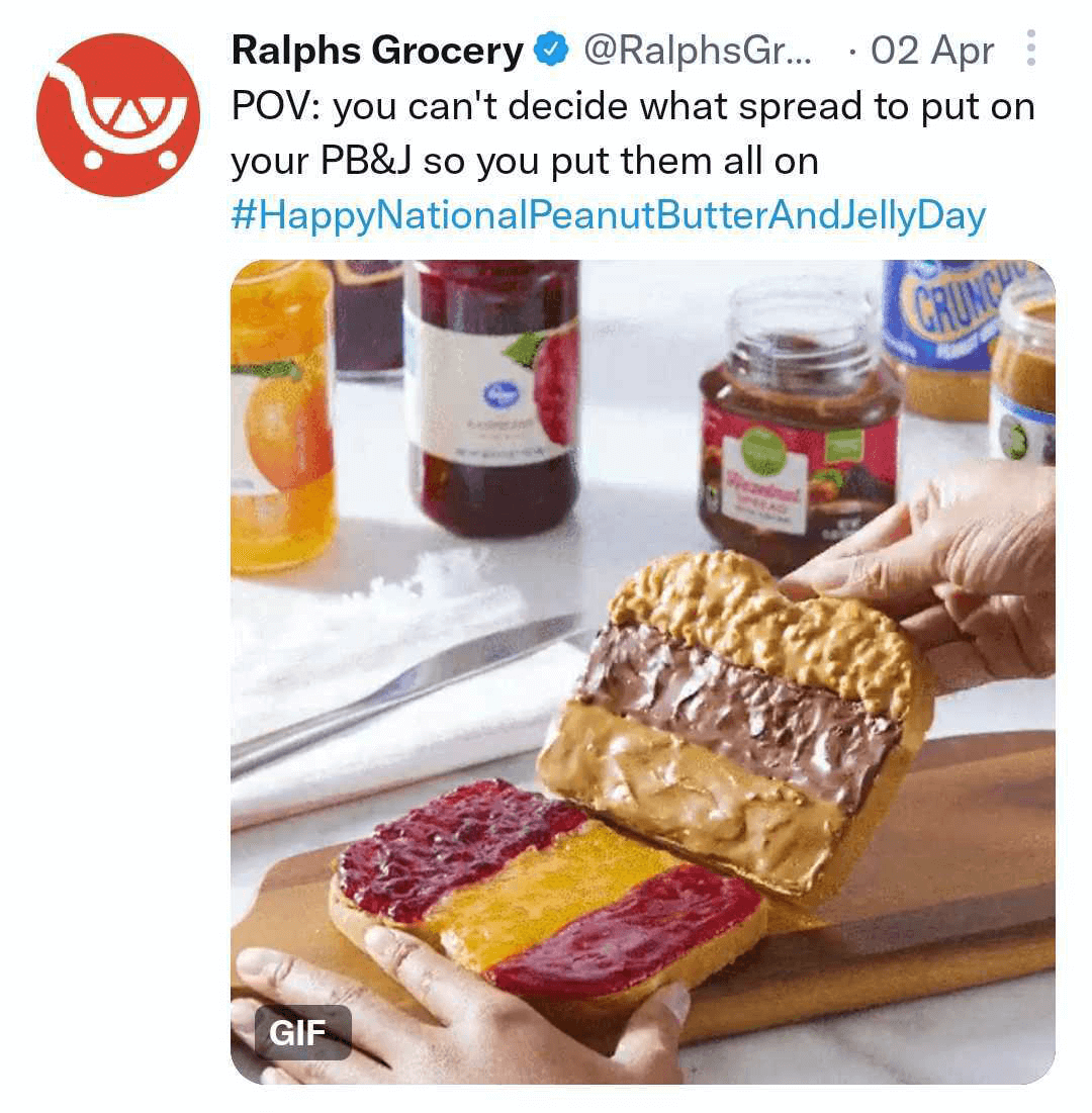 image of Ralphs Grocery tweet with GIF