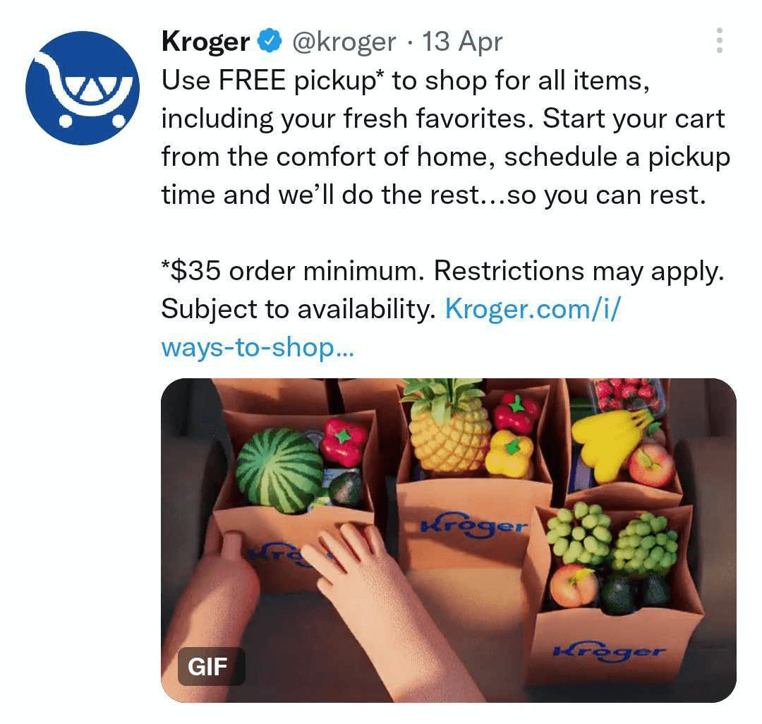 image of Kroger tweet with GIF