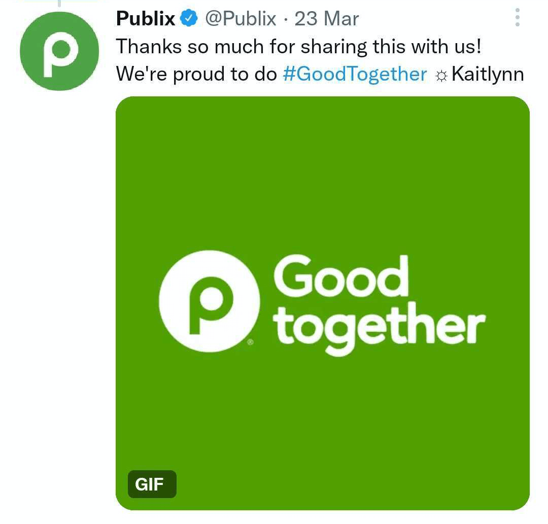 image of Publix tweet with GIF