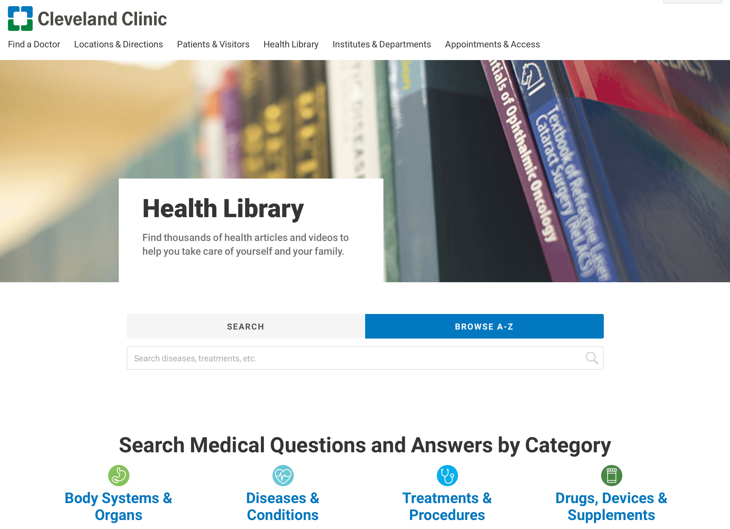 image of Cleveland Clinic Health Library website