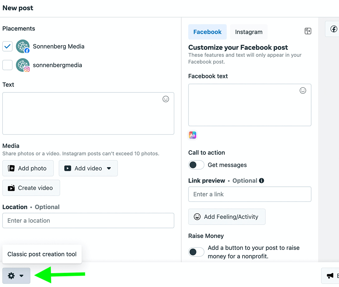 image of how to create Facebook carousel post via Facebook page, Step 2