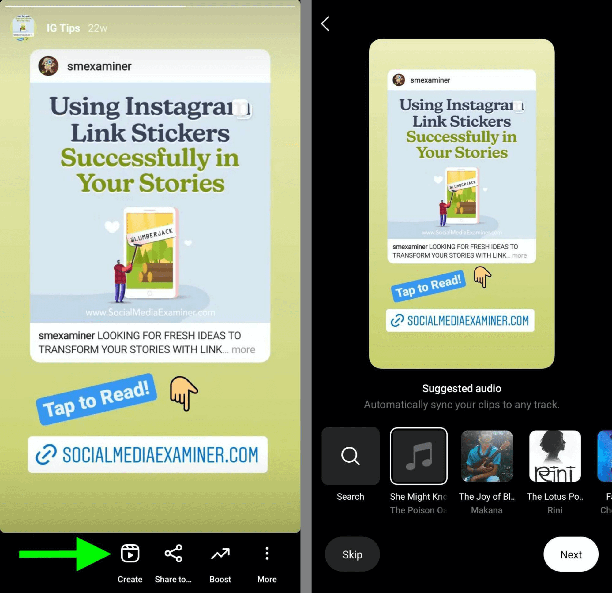 image of the creation of an Instagram reel from story highlights