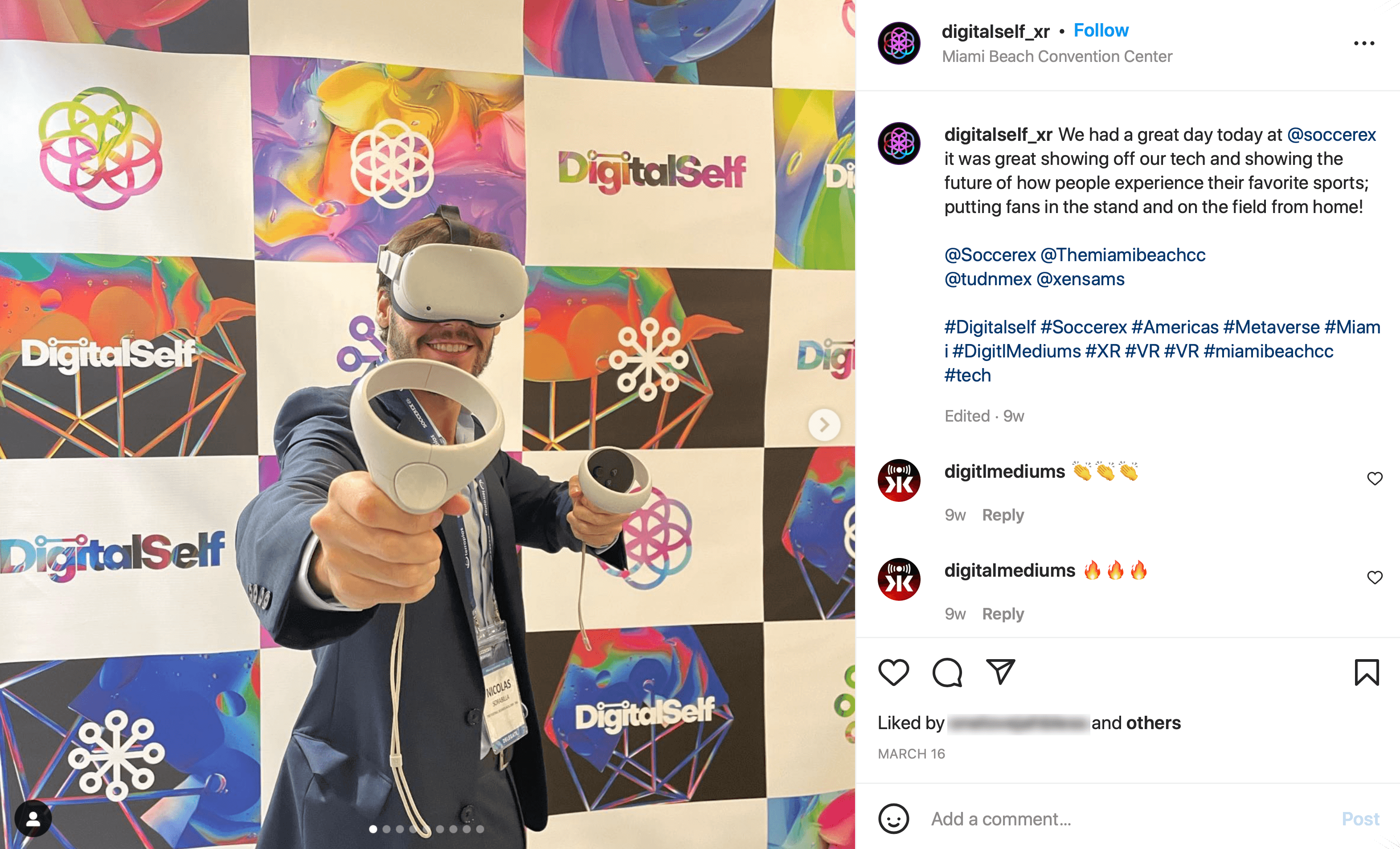 image of DigitalSelf Instagram post with photo of VR set