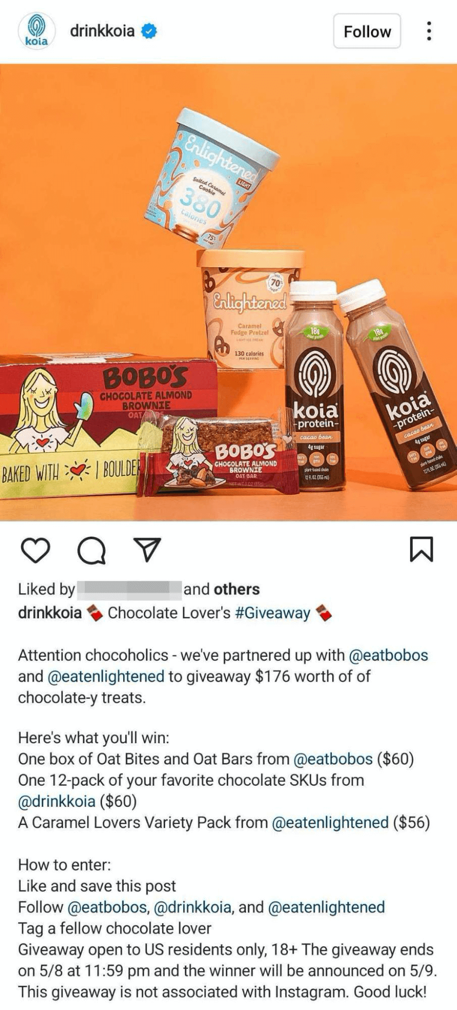 image of Instagram business post with co-branded giveaway