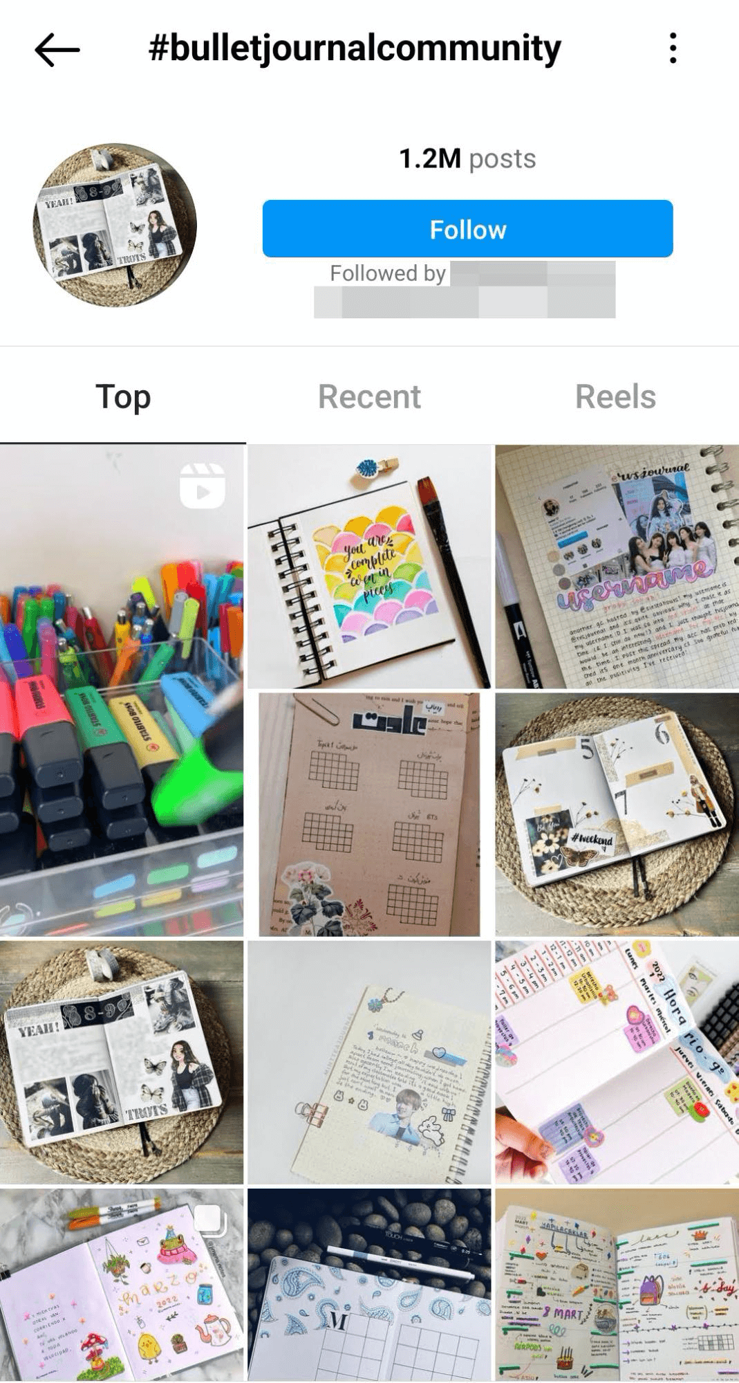 image of Instagram hashtag page
