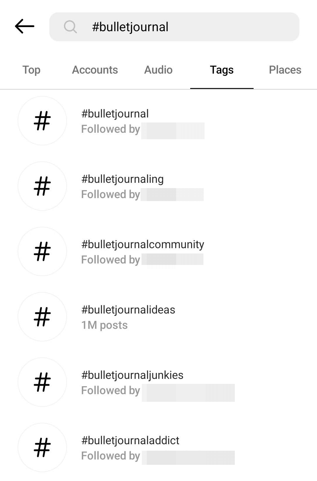 image of Instagram hashtag search
