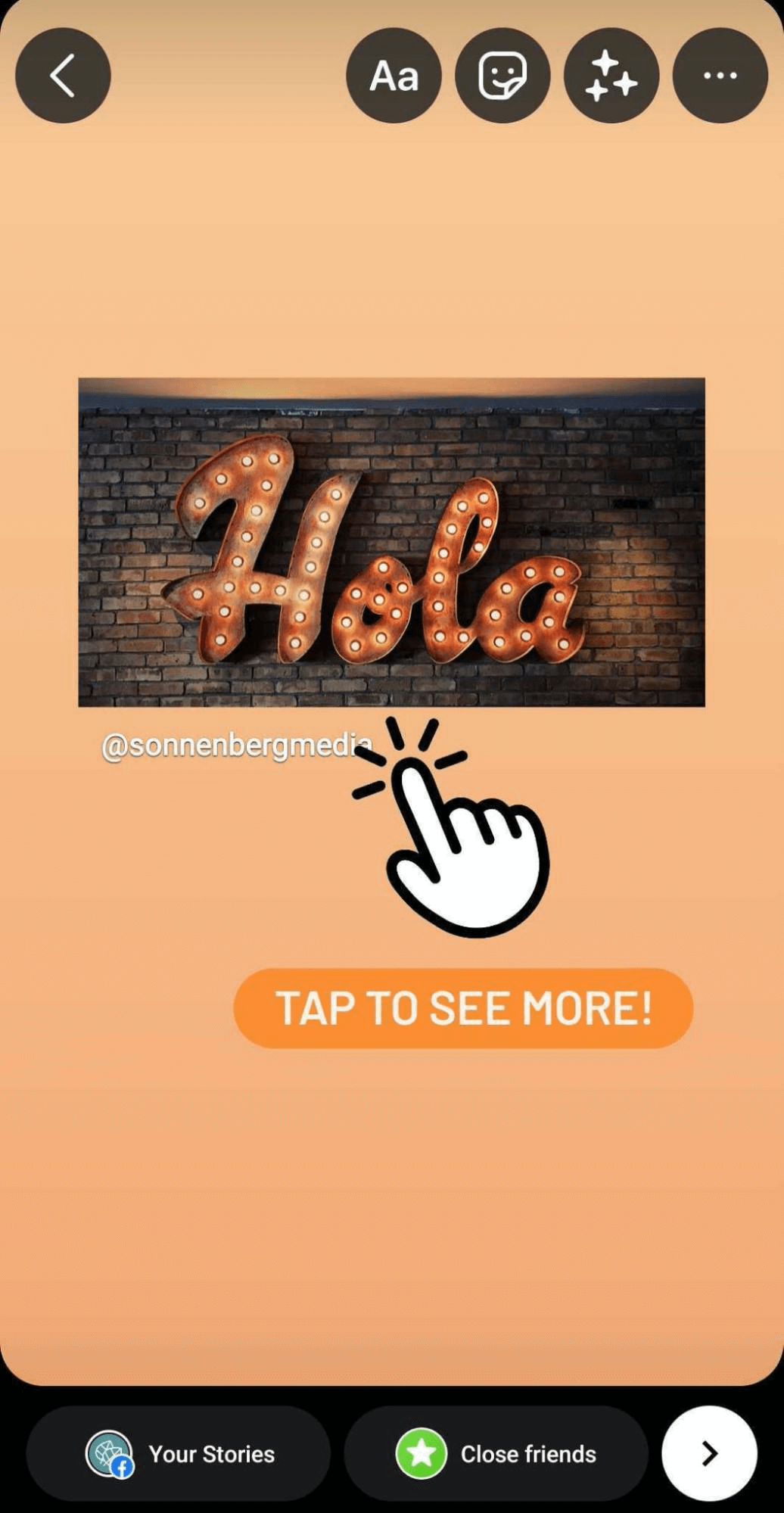 image of Instagram story with Tap to See More CTA