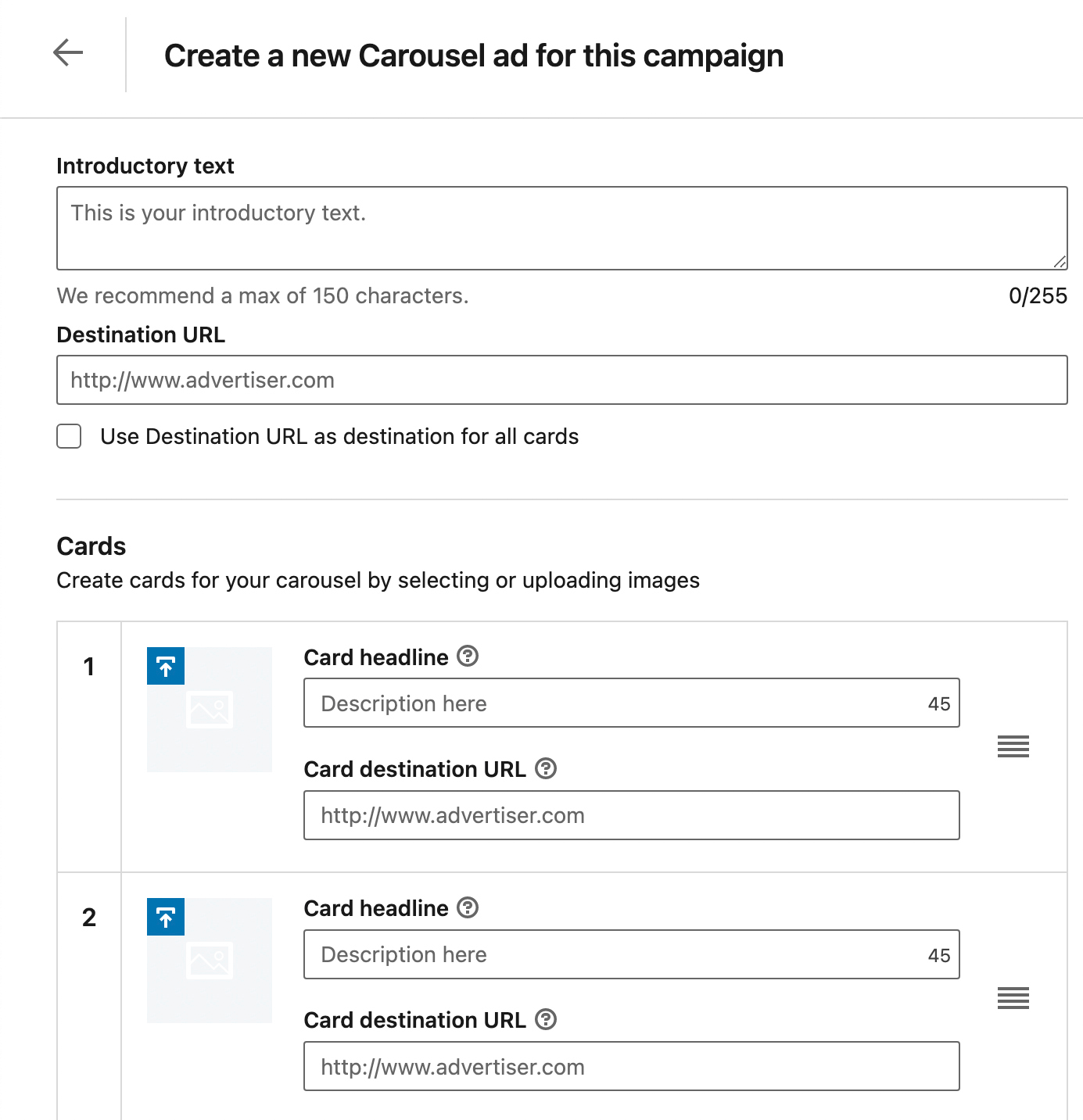 linkedin carousel ad setup