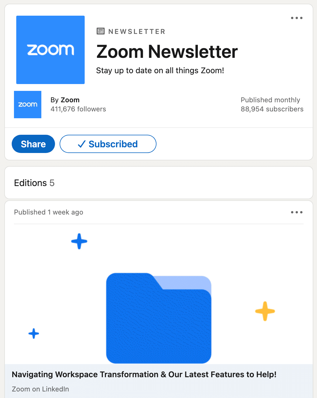 image of Zoom Newsletter on LinkedIn