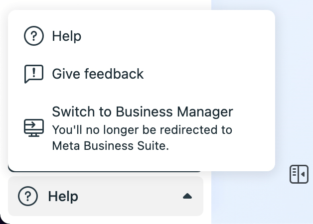 image of Switch to Business Manager option in Meta Business Suite