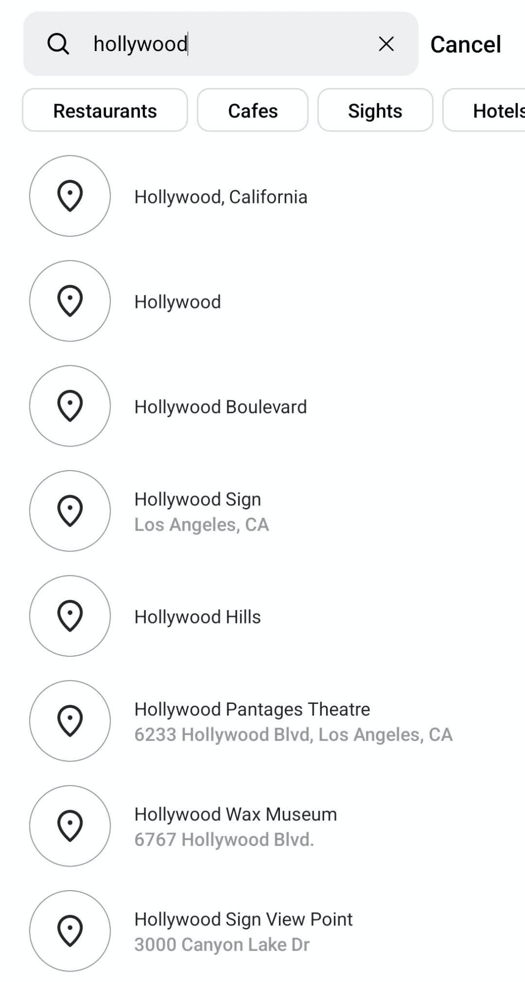 image of Instagram location tag search