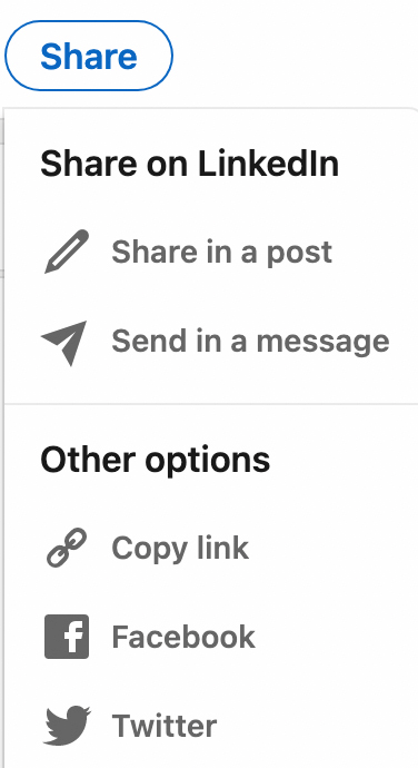 image of LinkedIn sharing options
