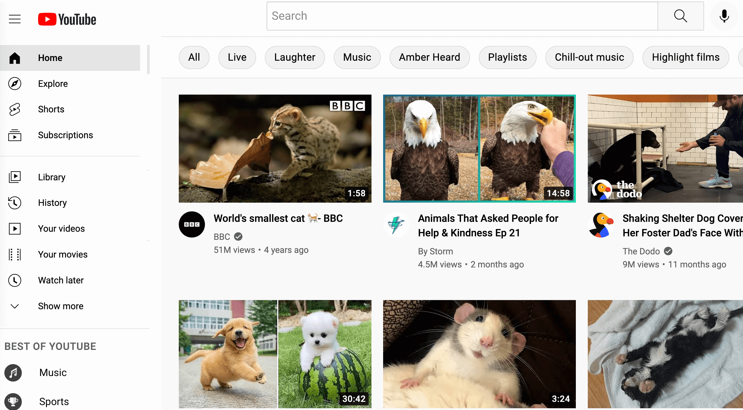 image of YouTube homepage