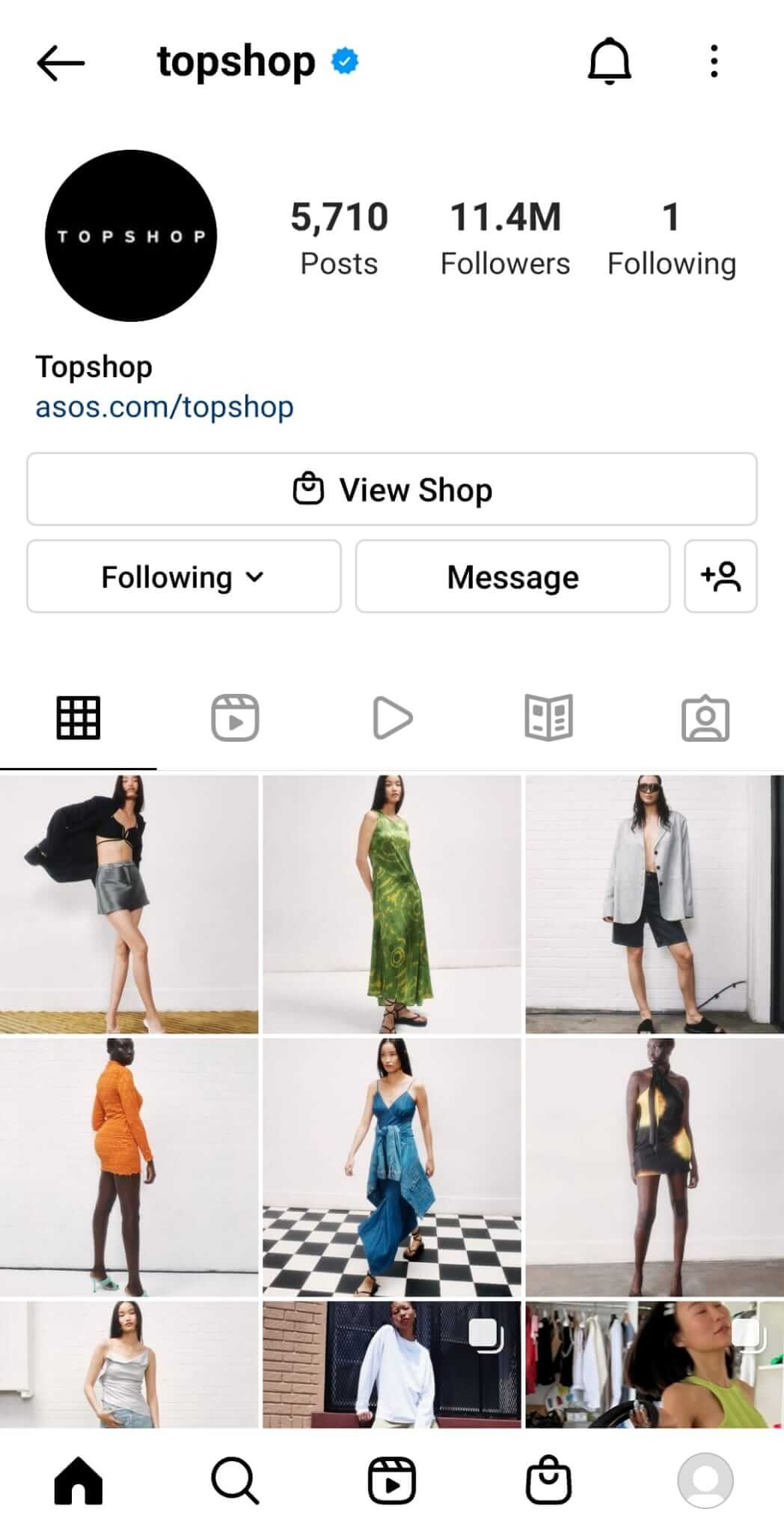 instagram-topshop-brand-profile-content-formats-example