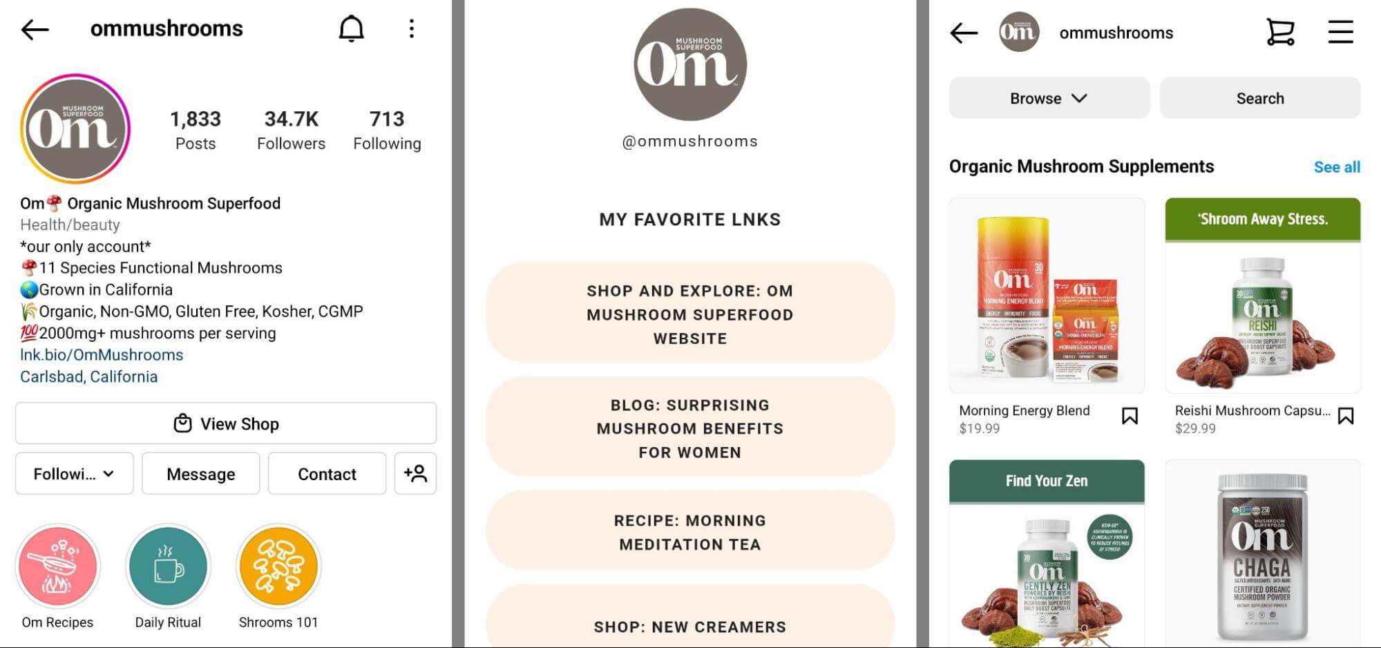 instagram-bio-ommushrooms-ecommerce-example