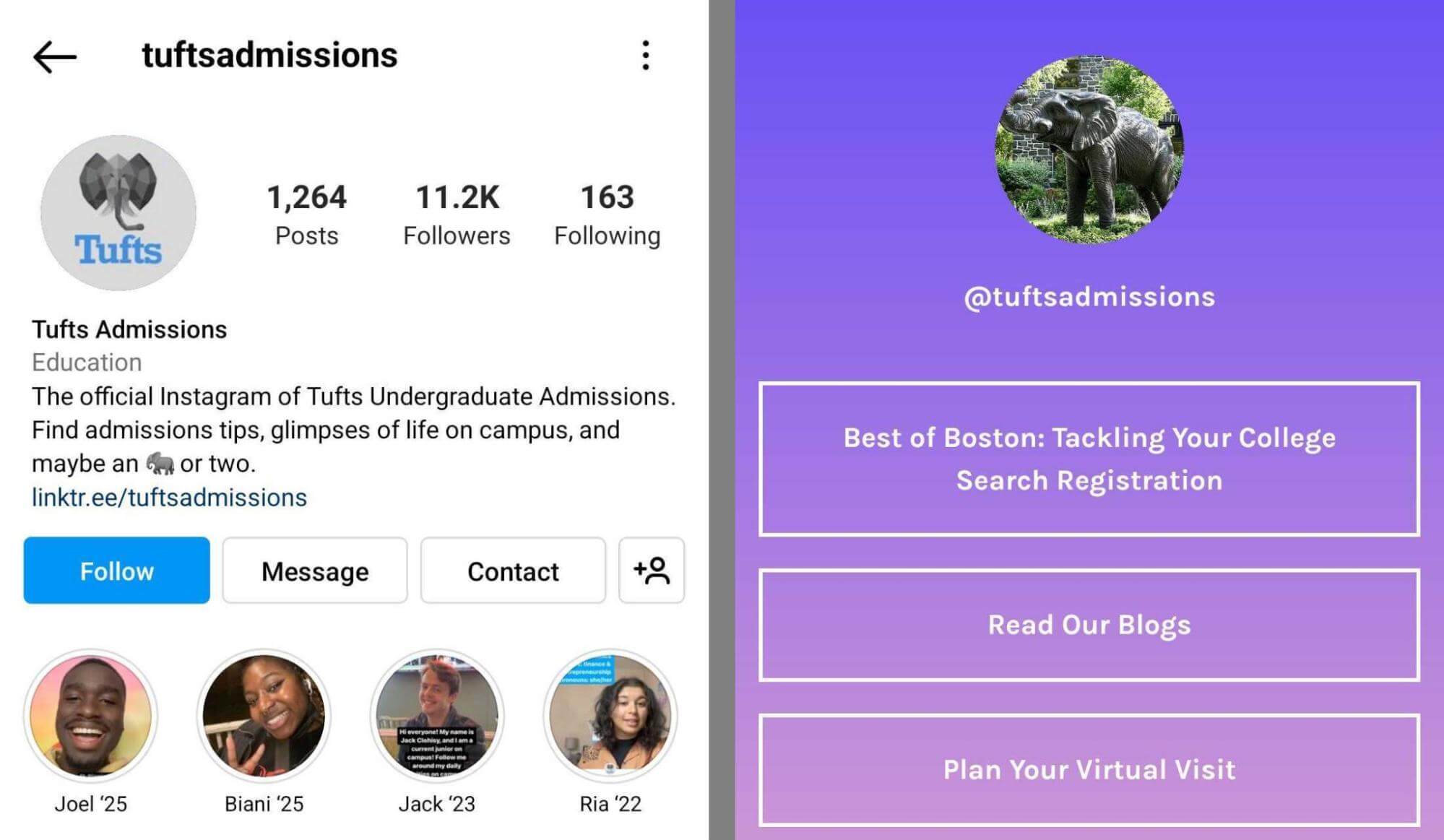 instagram-bio-tuftsadmissions-higher-education-example
