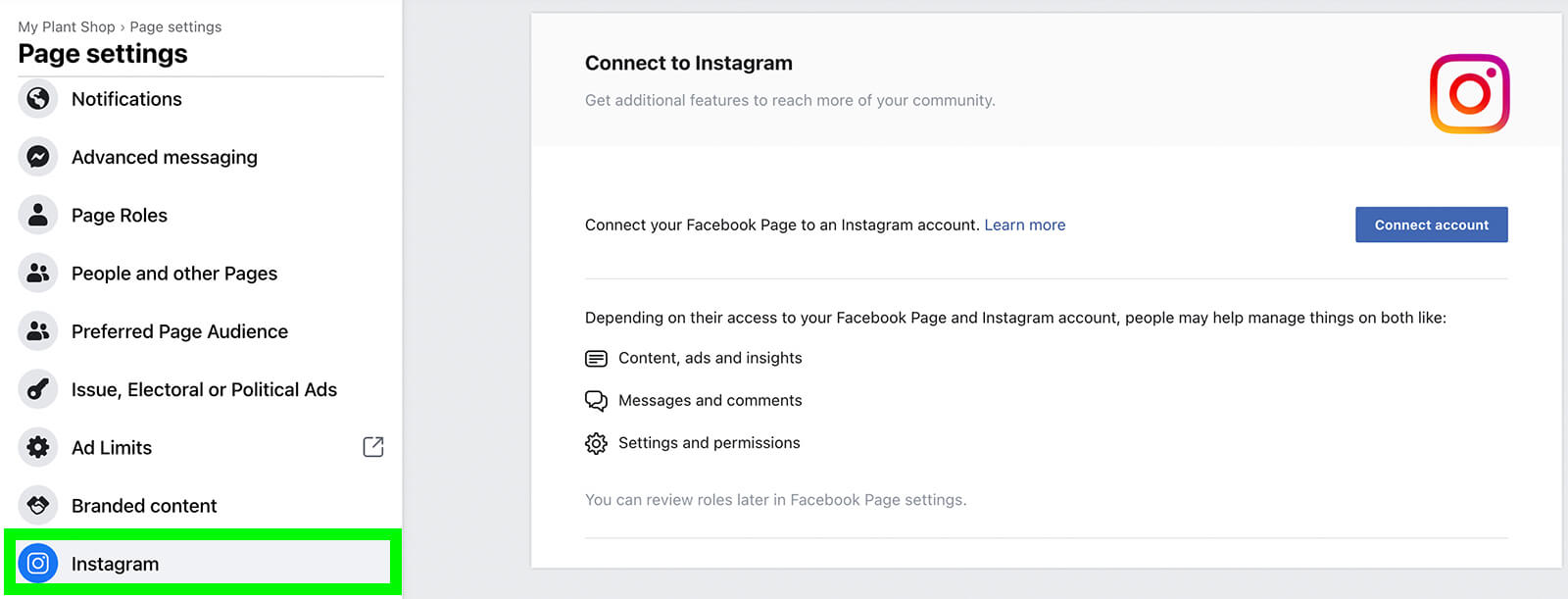 how-to-facebook-business-page-optimization-link-instagram-account-step-15