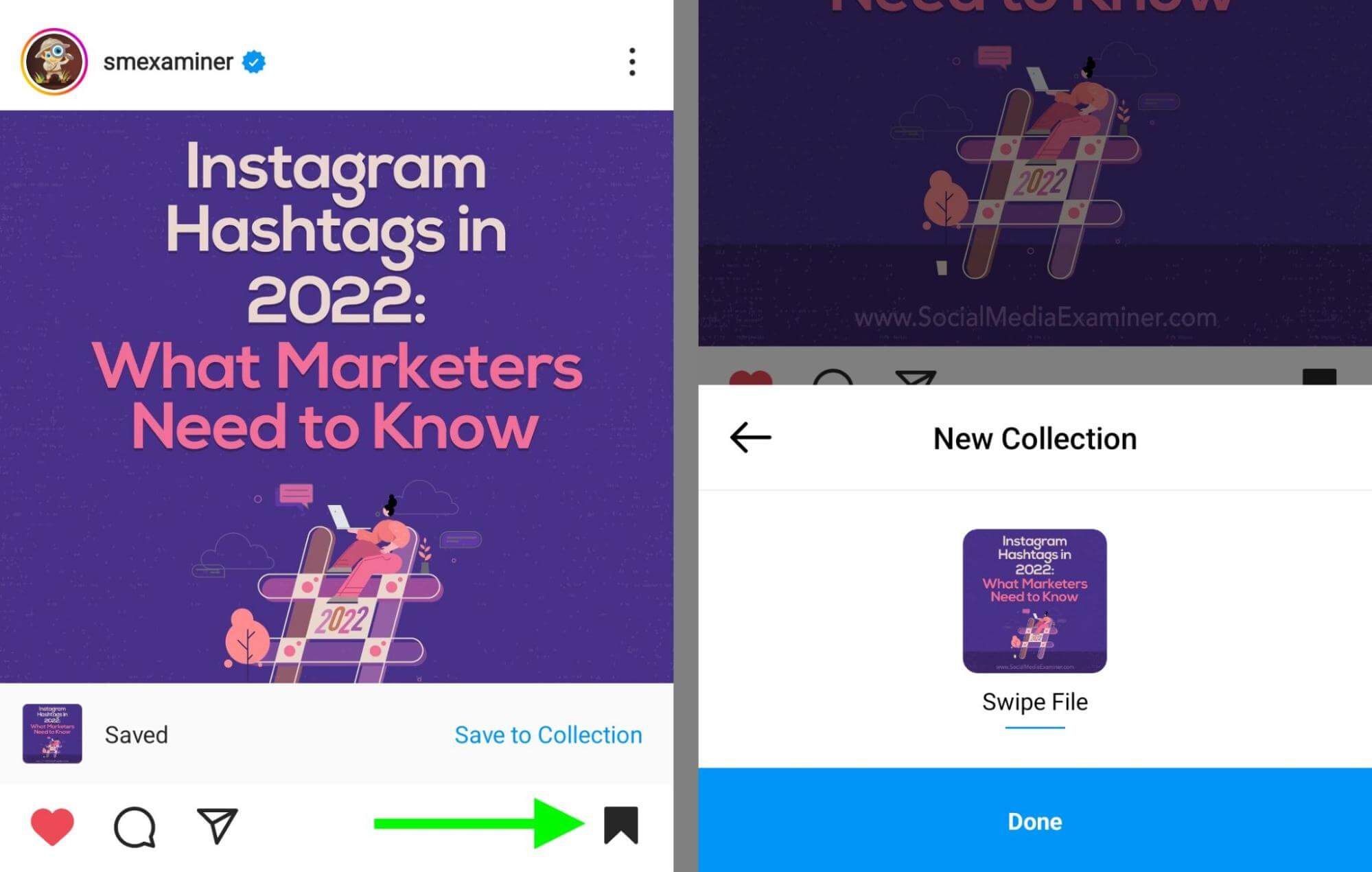 how-to-save-content-organic-instagram-image-posts-swipe-file-example