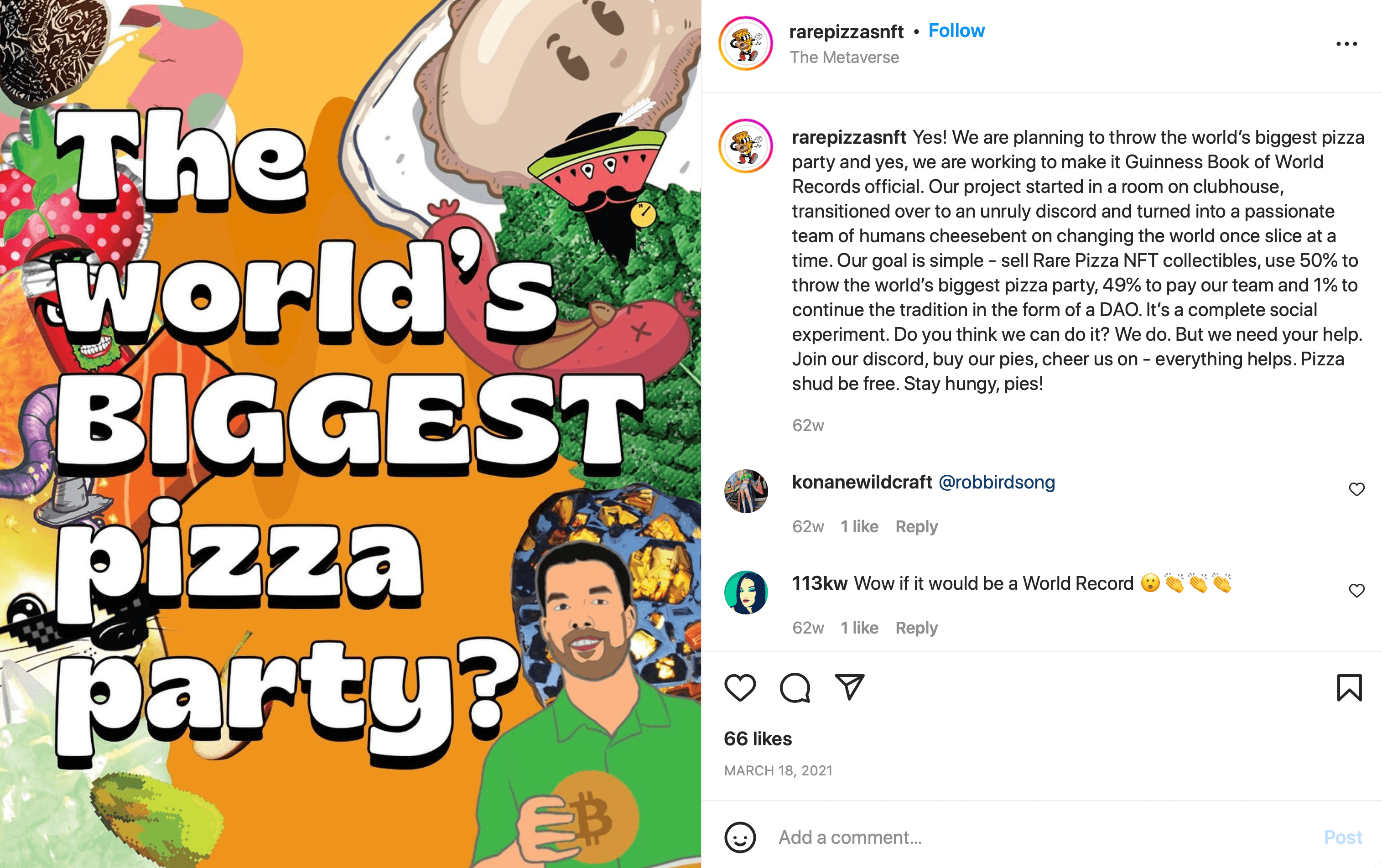 rarepizzasnft instagram post