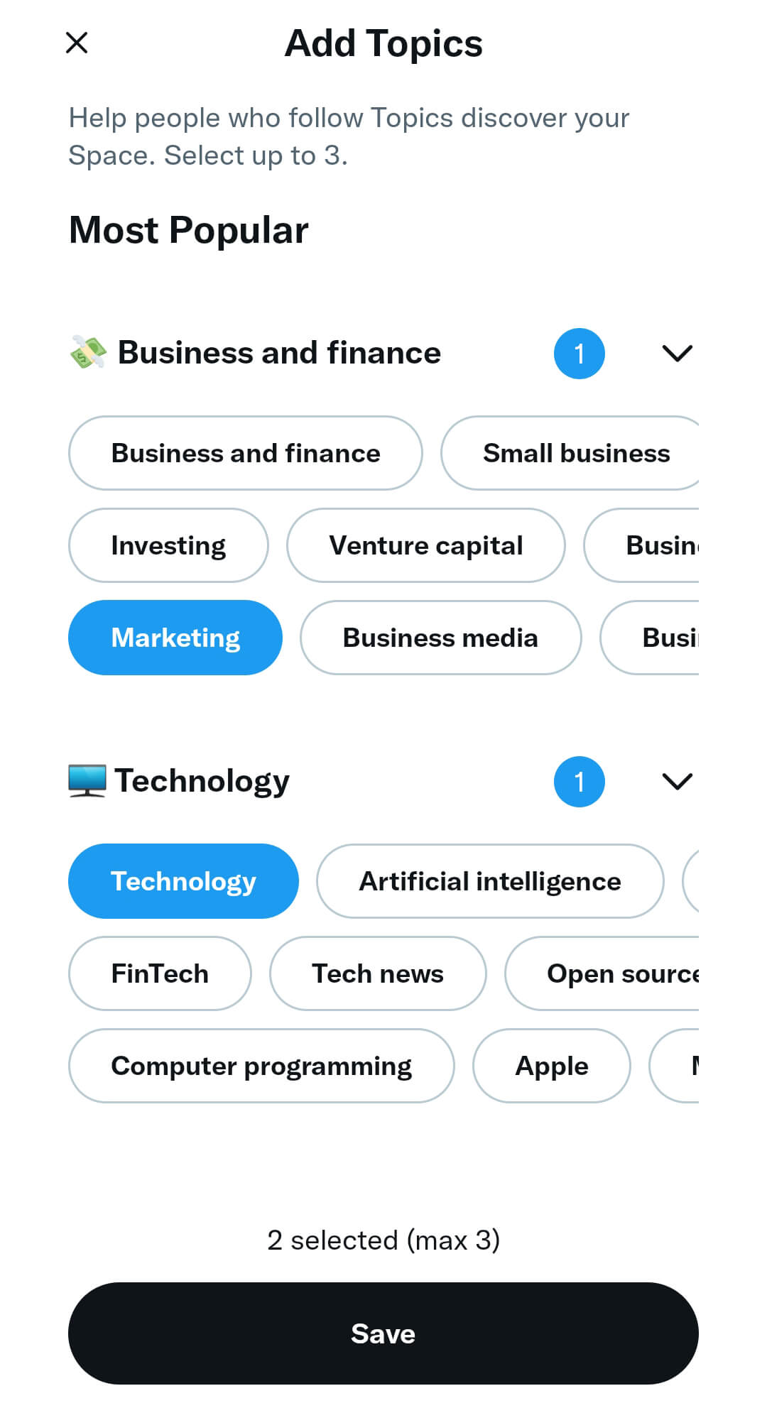 how-to-create-twitter-spaces-choose-topics-added-visibility-step-2