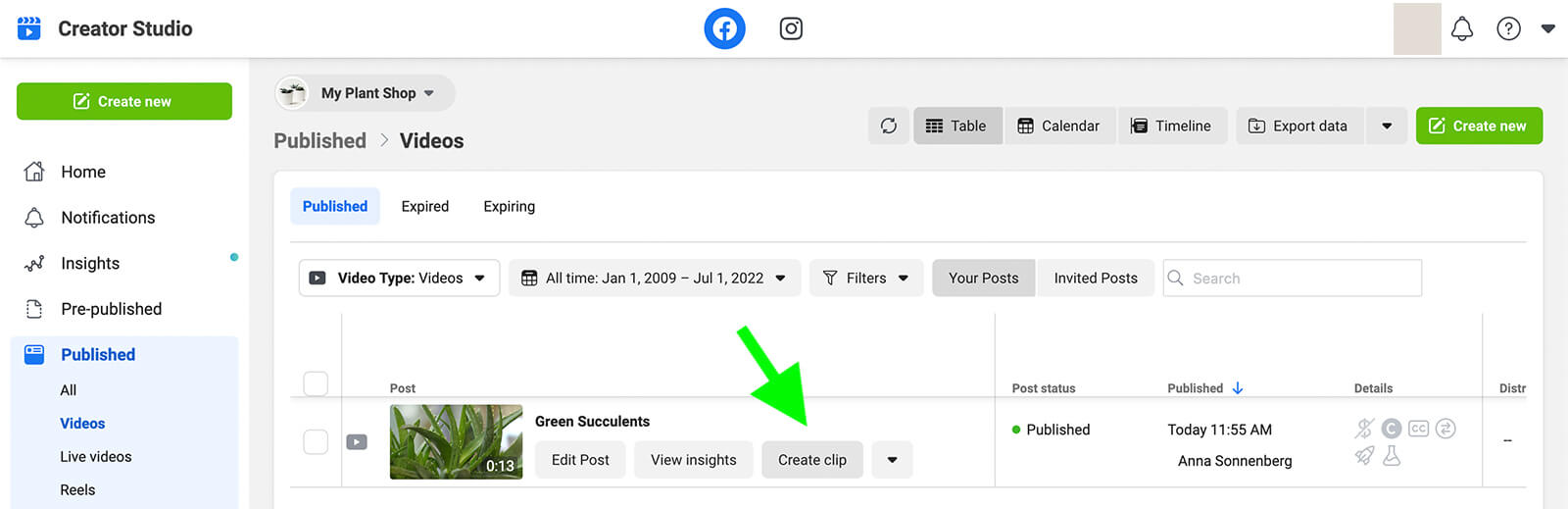 how-to-make-schedule-publish-facebook-reels-creator-studio-clip-existing-video-repurpose-tab-create-clip-my-plant-shop-step-8