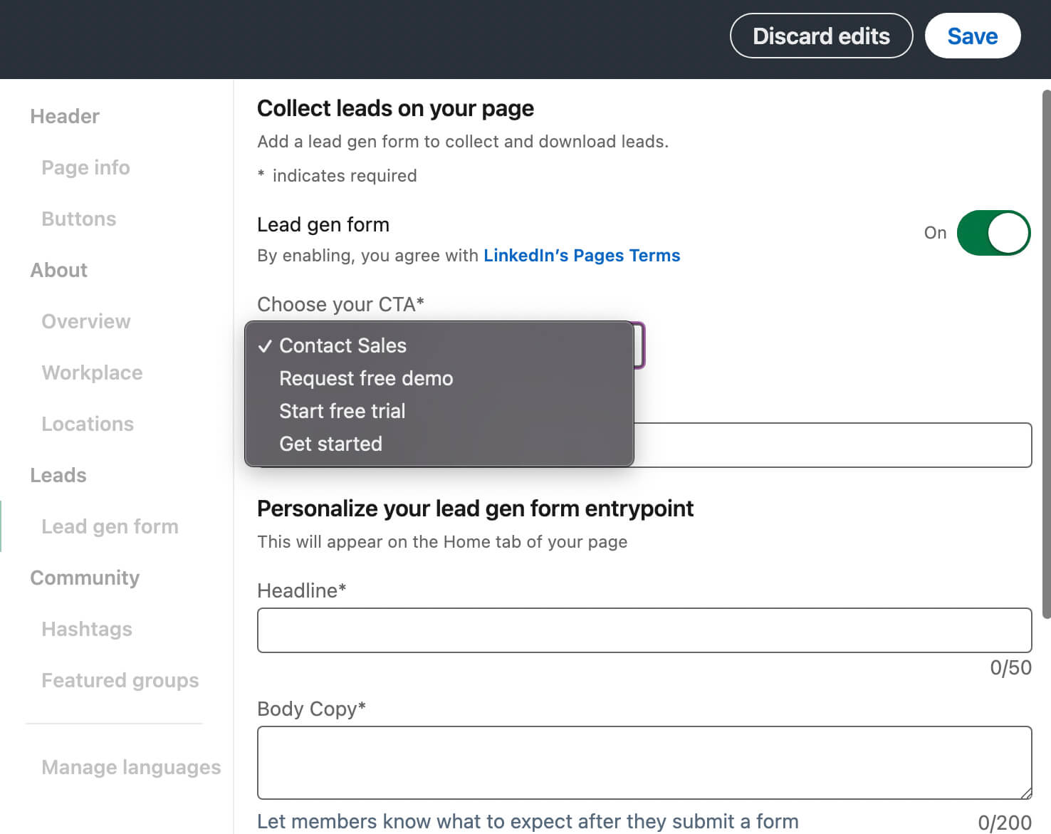 organic-linkedin-lead-gen-forms-how-to-create-company-page-cta-step-2