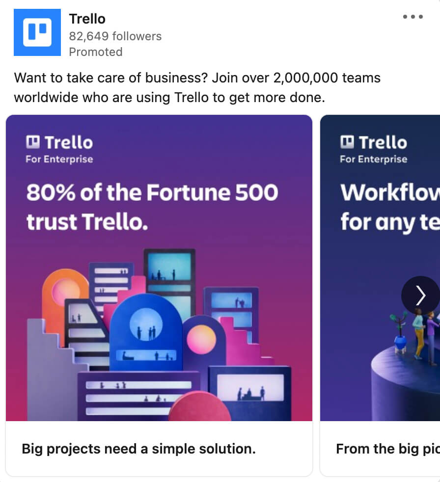 advertising-campaigns-how-to-use-social-proof-in-linkedin-ads-promote-organic-content-trello-example-11
