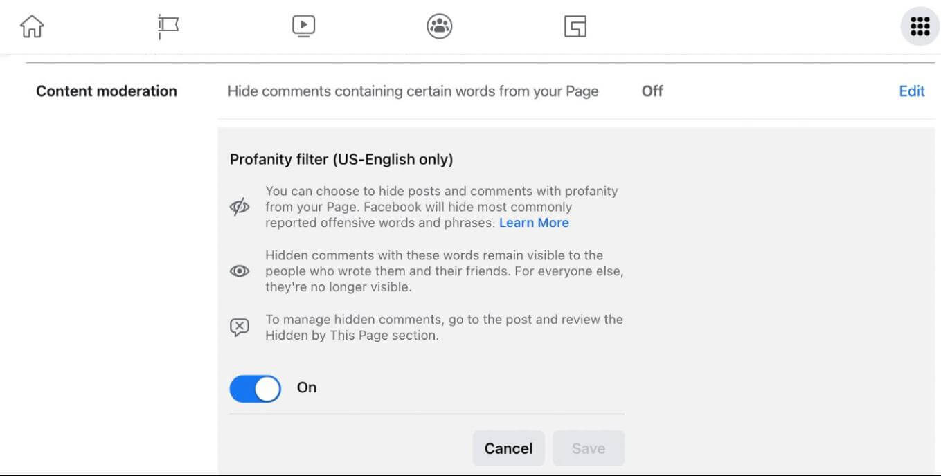 how-to-moderate-facebook-page-conversations-comments-for-keywords-public-posts-profanity-filter-content-moderation-step-10