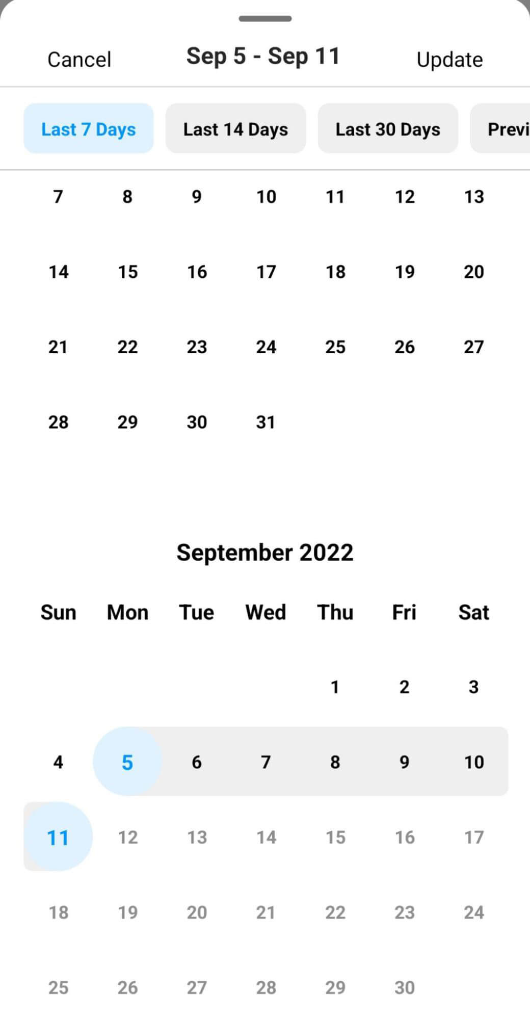 how-to-review-weekly-monthly-and-quarterly-instagram-reels-metrics-last-seven-days-drop-down-menu-timeframes-example-6-6