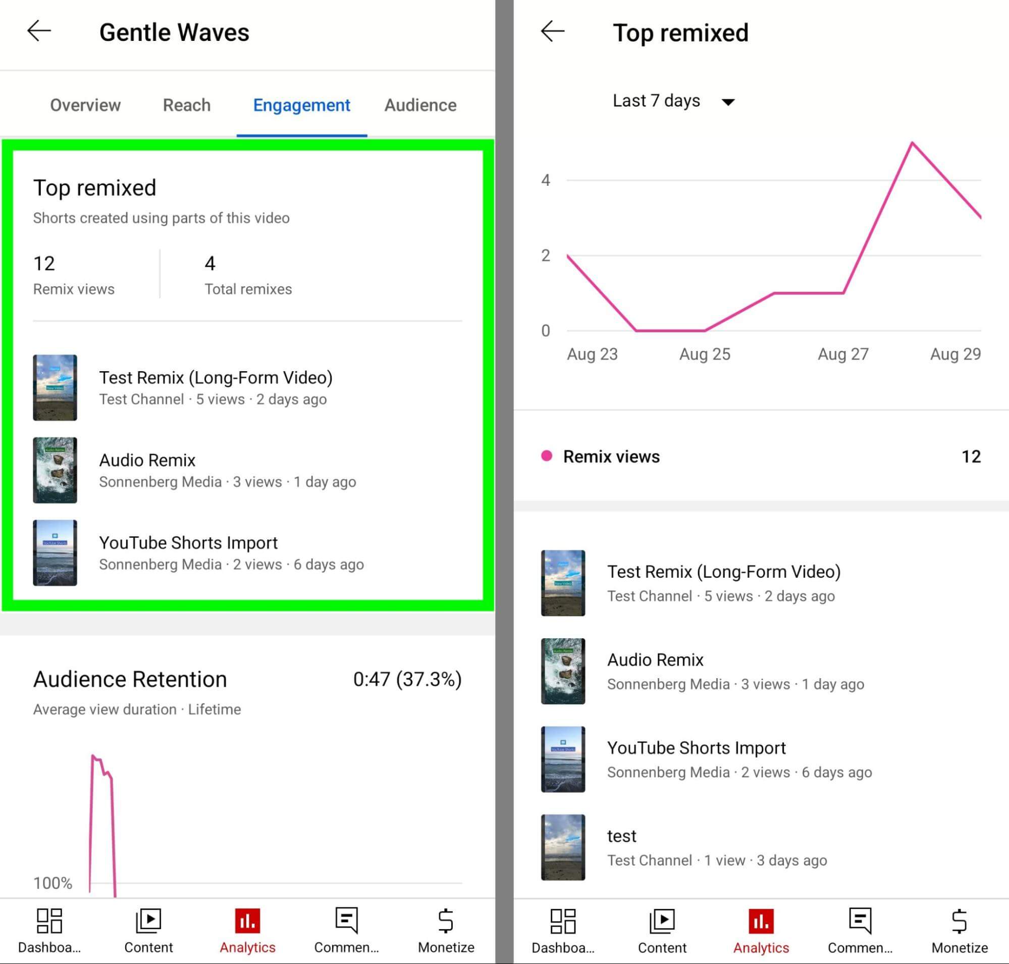 how-to-see-analytics-for-youtube-remixes-from-your-channels-original-contnent-engagement-top-remixed-audio-sample-imports-example-22