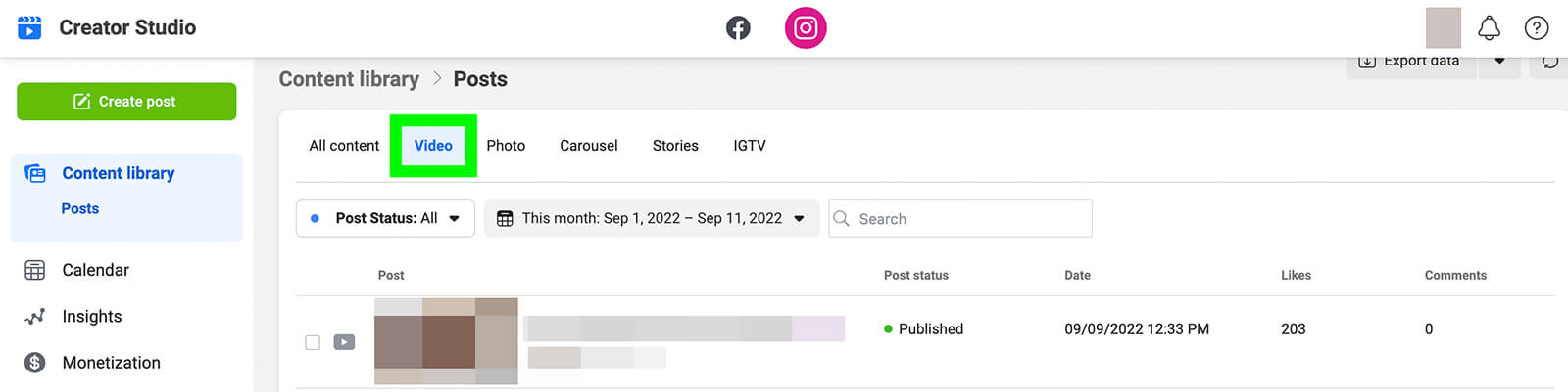 where-to-find-instagram-reels-insights-creator-studio-posts-video-tab-example-2