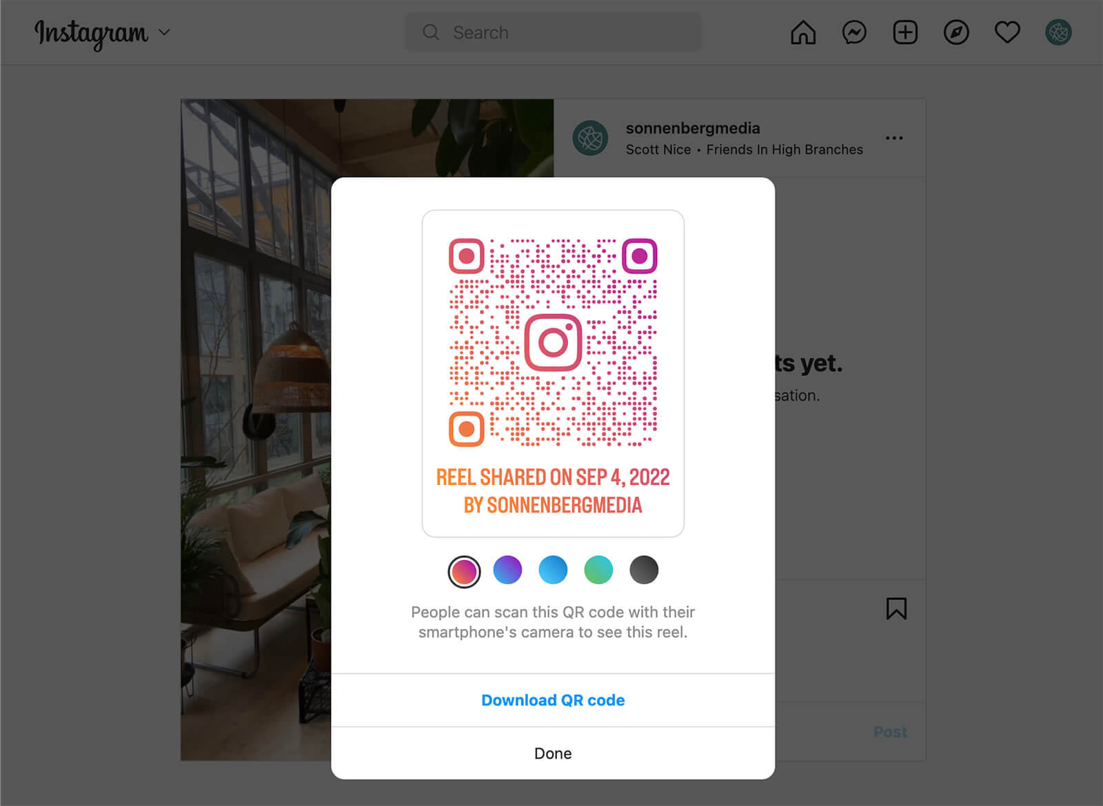 how-to-create-an-instagram-qr-code-to-share-reels-desktop-browser-sonnenbergmedia-example-4