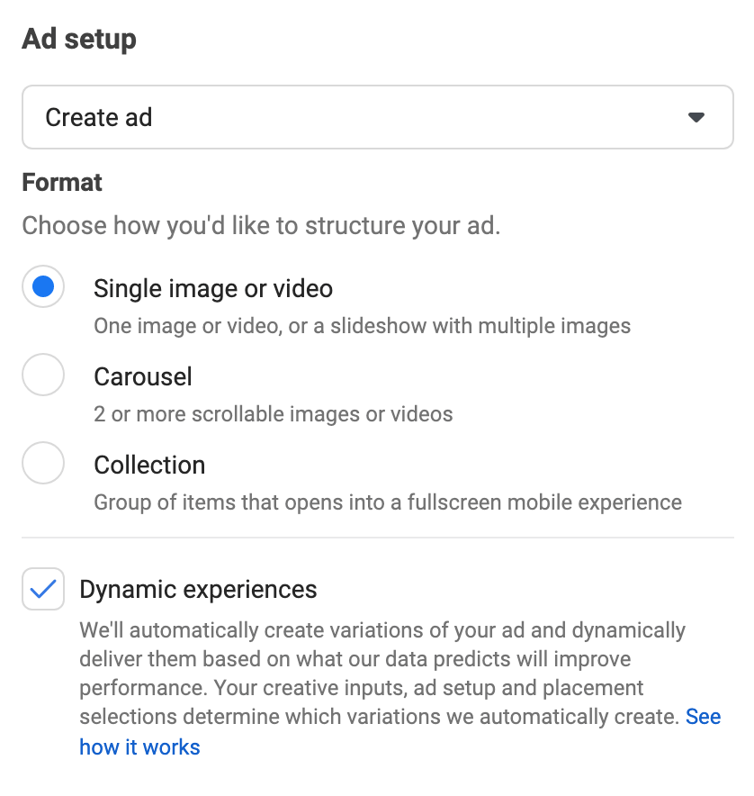 how-to-create-facebook-ads-customers-engage-with-create-dynamic-experiences-check-dynamic-experiences-box-upload-image-or-video-write-primary-text-headline-description-example-13