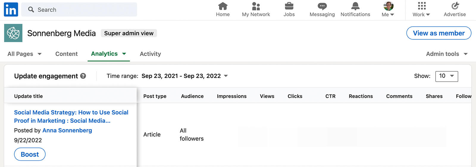 how-to-do-an-annual-social-media-audit-collect-content-and-follower-analytics-export-post-level-data-linkedin-sonnenbergmedia-example-1