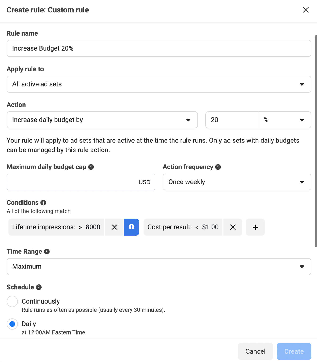 how-to-increase-facebook-ad-spend-use-automated-rules-to-save-time-create-rule-custom-rule-increase-daily-budget-by-example-7