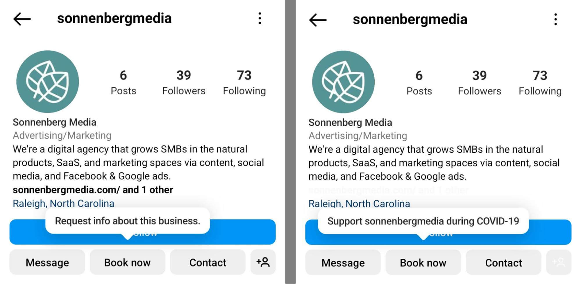 why-marketers-should-use-instagrams-bookng-and-reservation-tools-extra-callouts-action-buttons-request-info-about-this-business-support-username-sonnenbergmedia-example-2