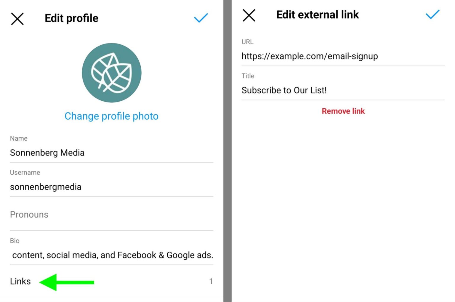 add email to instagram page